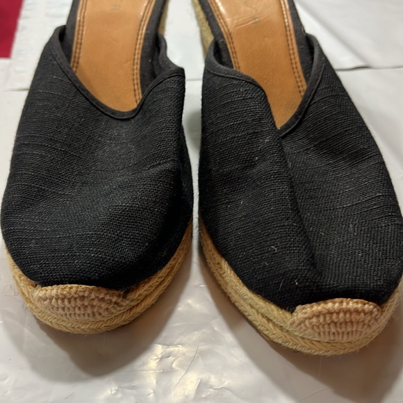 Sunisa BLACK tan Espadrille Wedge Sandals slip on 3.5”heel size 8 festival beach - Picture 2 of 10